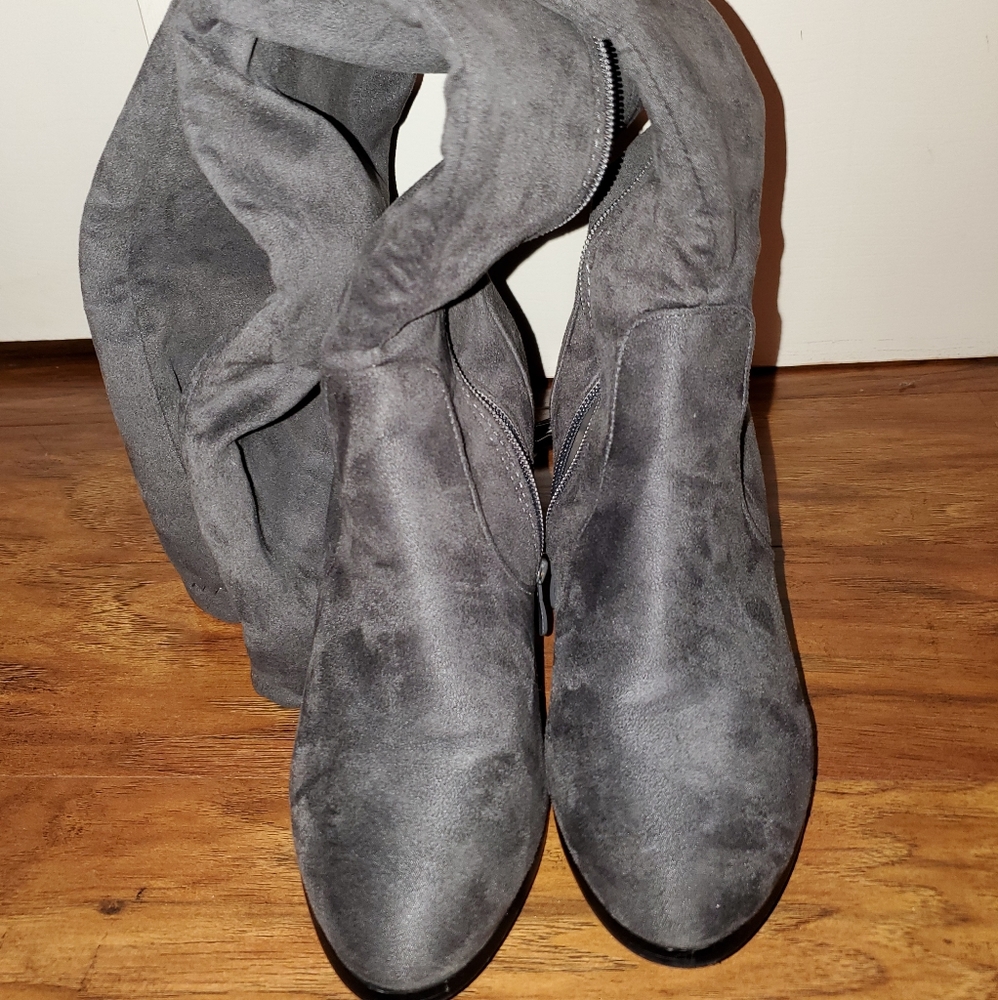Almond toe knee high boots